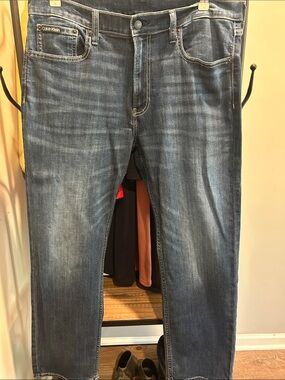 Calvin Klein Men's Straight Jeans — Dark Blue Washed Denim